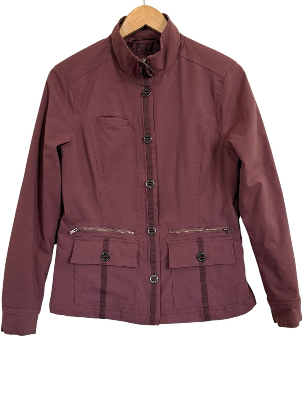 prAna Lydia Jacket Women’s Med Plum Full Zip Utility Jacket Pockets Lightweight